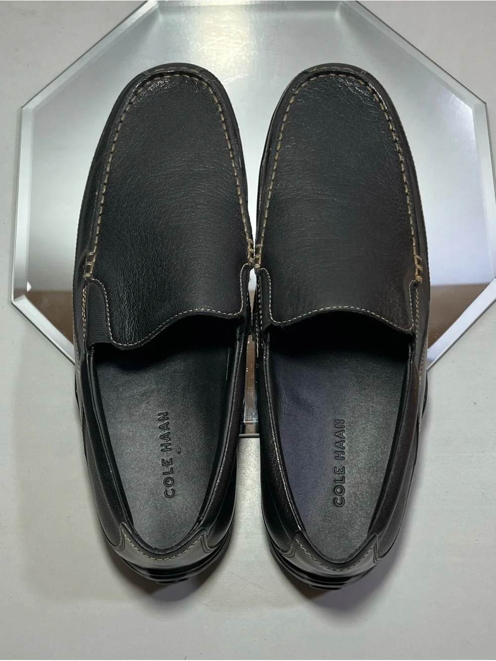 Men’s Cole Haan Tucker Venetian Leather Loafer Driving Moc Shoes, 13 Wide, Black